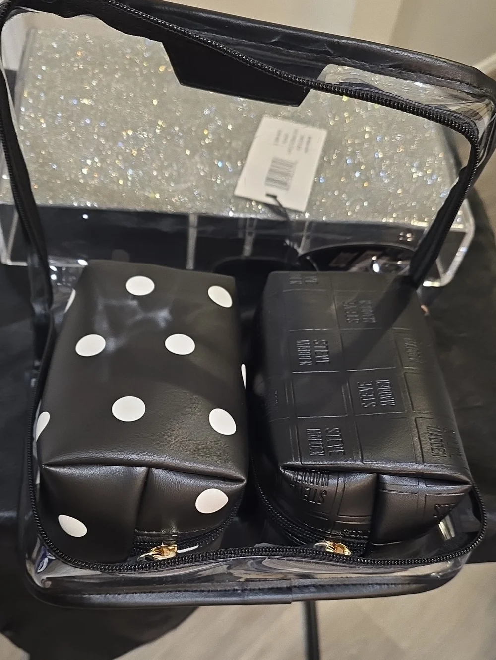 Steve Madden 3-PC Cosmo Set- Clear/Polka Dot